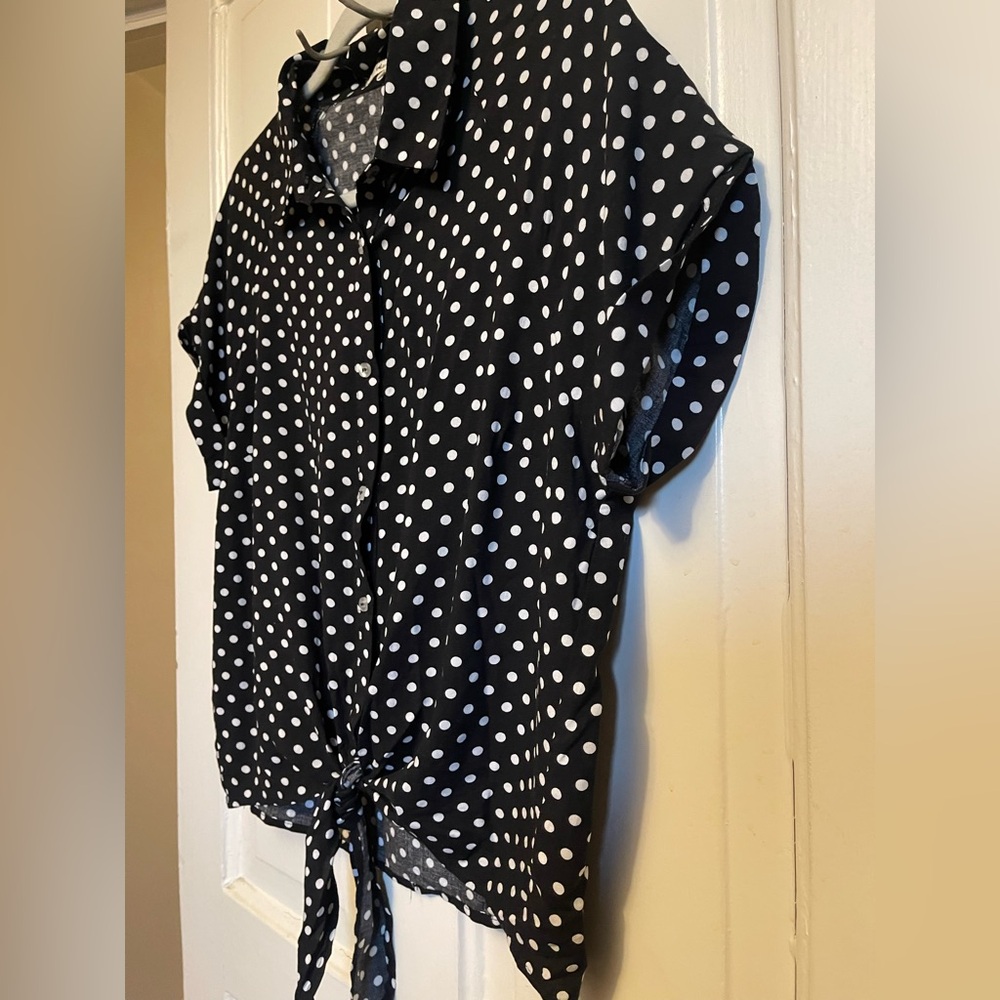 NWOT -Bleuh Ciel Polka Dot Button-Up Blouse